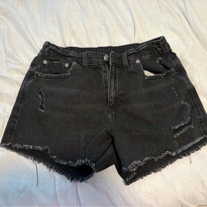 Aerie Black Frayed Jean Shorts